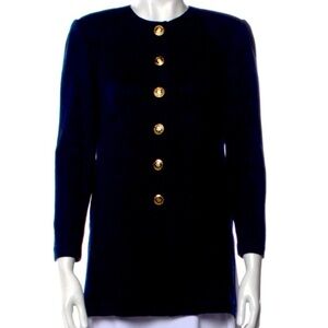 St. John Knit Basic Black Button Front Jacket in SZ P/2!